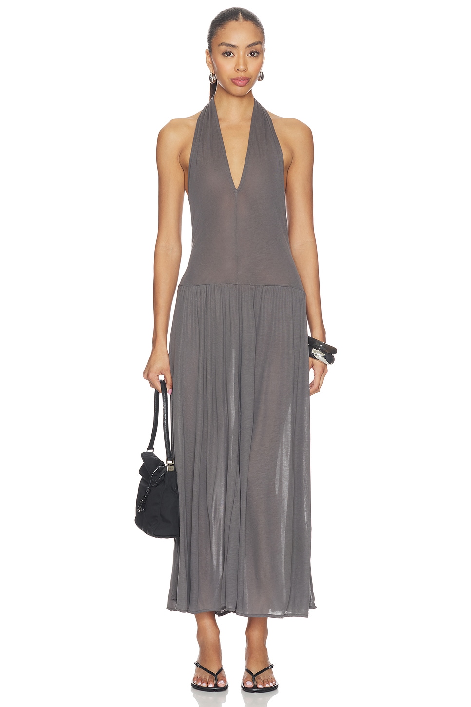 Fluid Jersey Halter Dress