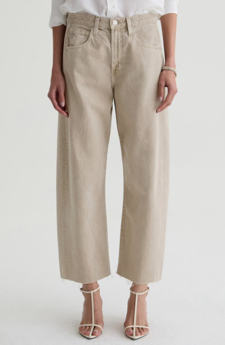 Hattie Raw Hem High Waist Crop Barrel Jeans