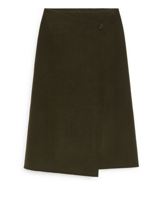 Penny Martin and Arket Wool-Blend Wrap Skirt - Dark Khaki Green - Arket