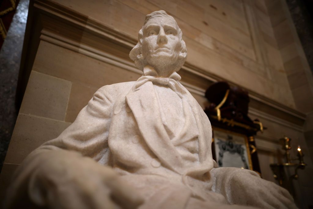 A statue of Alexander Hamilton Stephens in the U.S. Capitol.