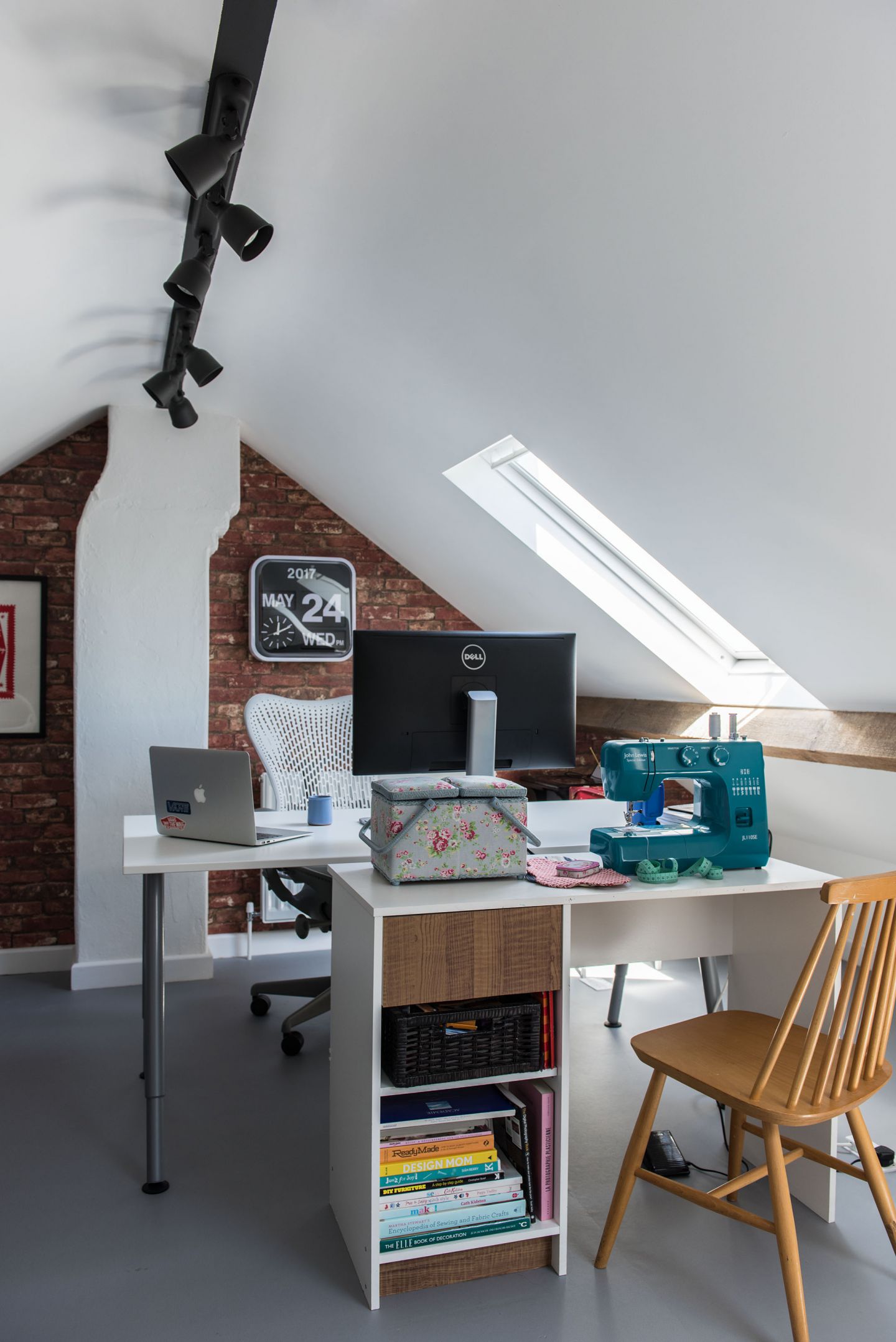 Spare bedroom with a sewing room in it