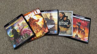 Several 4K Blu-rays including Wicked, Godzilla, Top Gun: Maverick, Tombstone and The Batman 