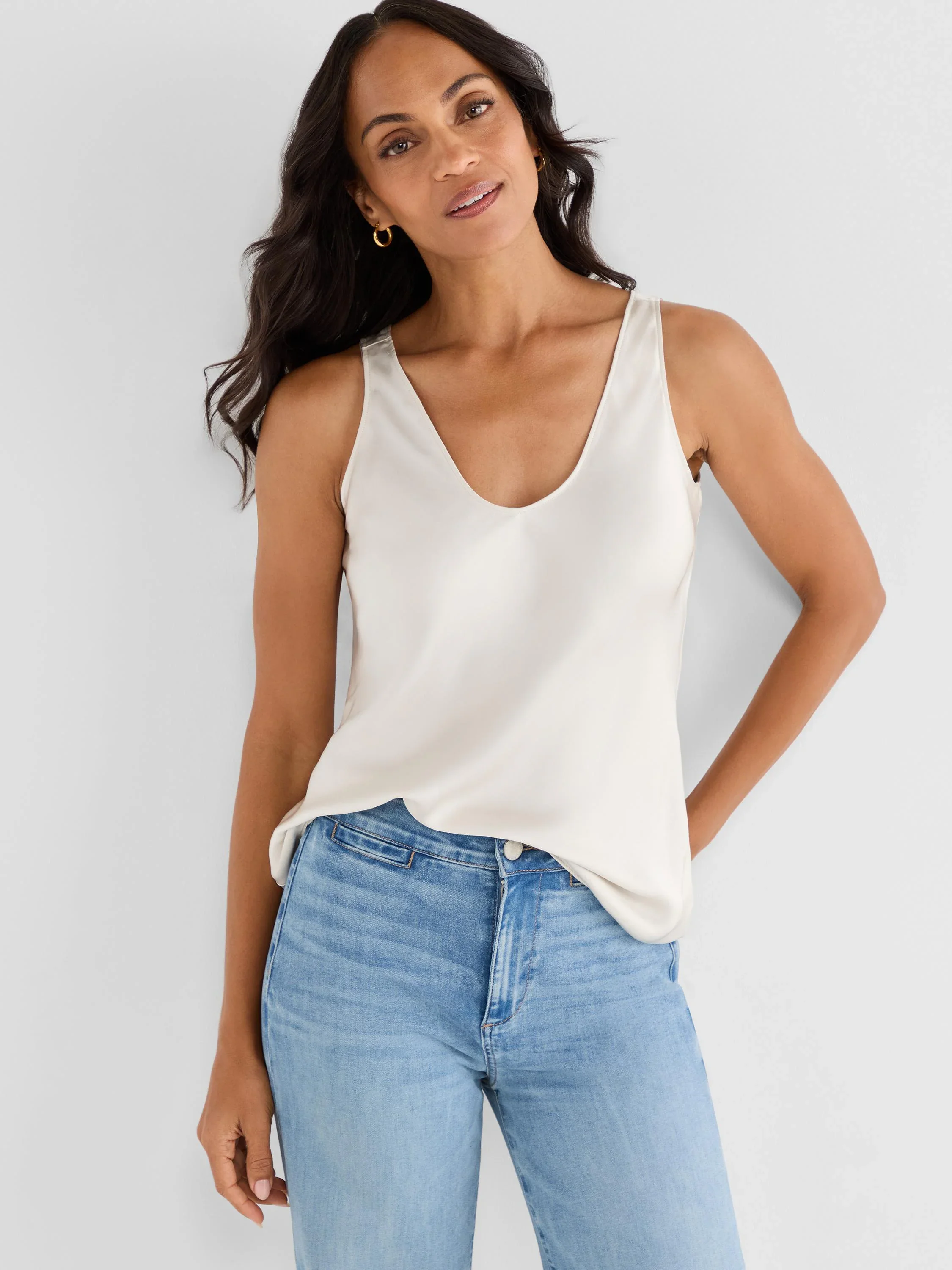 Day Gloss Woven Scoop Tank