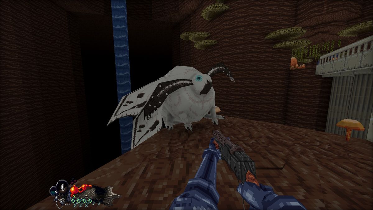 Giant moth character sitting on ledge in underground cavern in Mohrta.