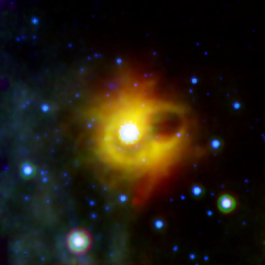 A mysterious ring surrounds magnetar SGR 1900+14, as captured by NASA&#039;s Spitzer Space Telescope.