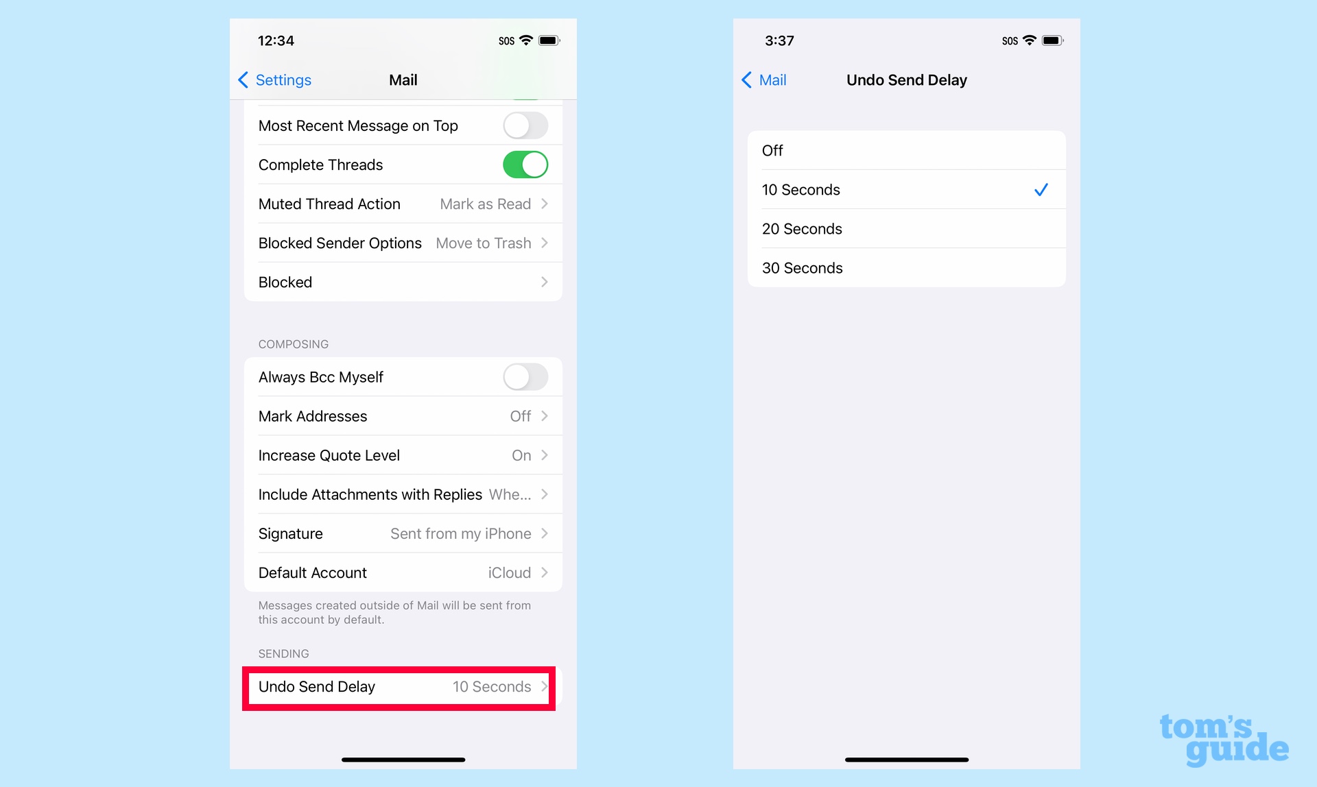 iOS 16 Mail Unsend Mail Settings
