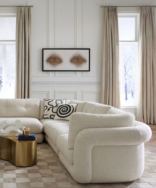 White corner couch in a living room