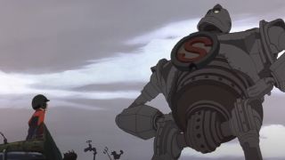 The Iron Giant with a giant S on his chest in The Iron Giant.