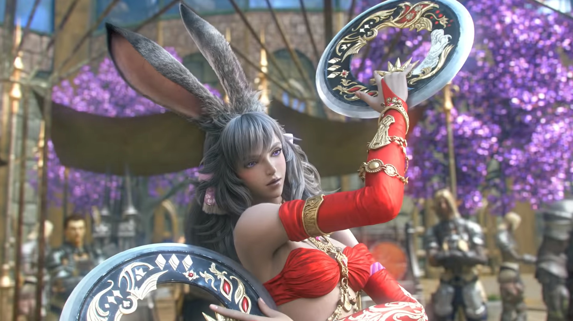 Best MMOs: Final Fantasy 14 - A Viera character in a red costume