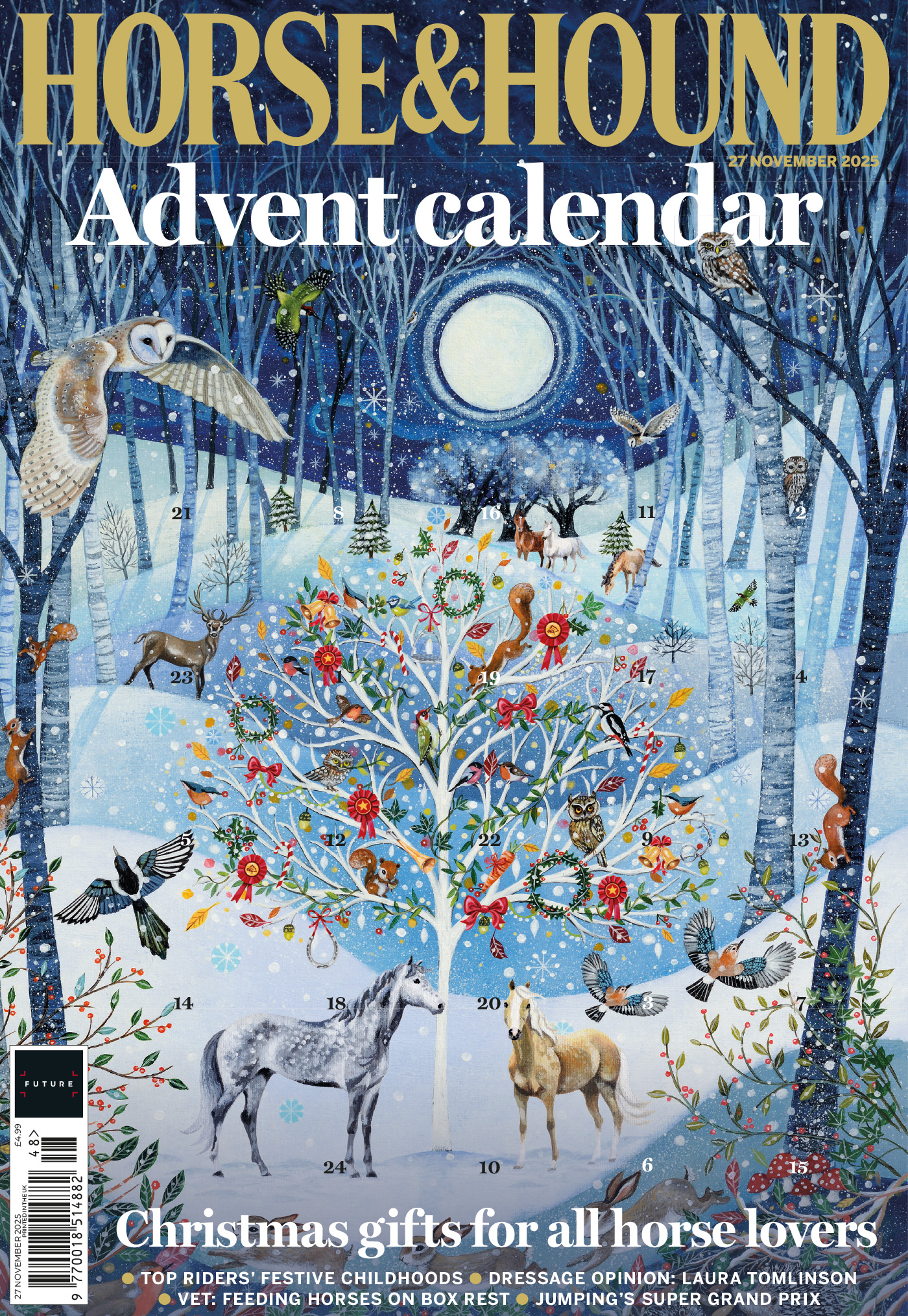 Horse &amp; Hound advent calendar cover for the advent special, in shops from 27 November