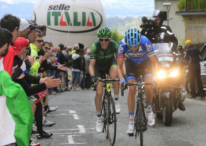 Ryder Hesjedal (Garmin - Sharp) leads Pierre Rolland (Europcar)