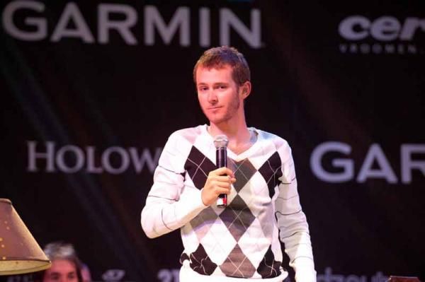 Peter Stetina in argyle for the presentation
