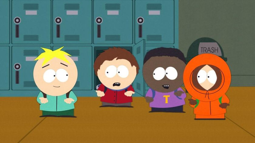 Kenny and other kids talk to Butters at school