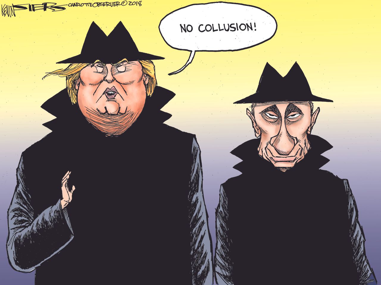 Political cartoon U.S. Trump Putin Helsinki summit no collusion