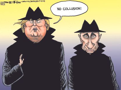 Political cartoon U.S. Trump Putin Helsinki summit no collusion