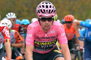 Primoz Roglic in pink on the 2019 Giro d'Italia