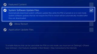 PS5 automatic update menu