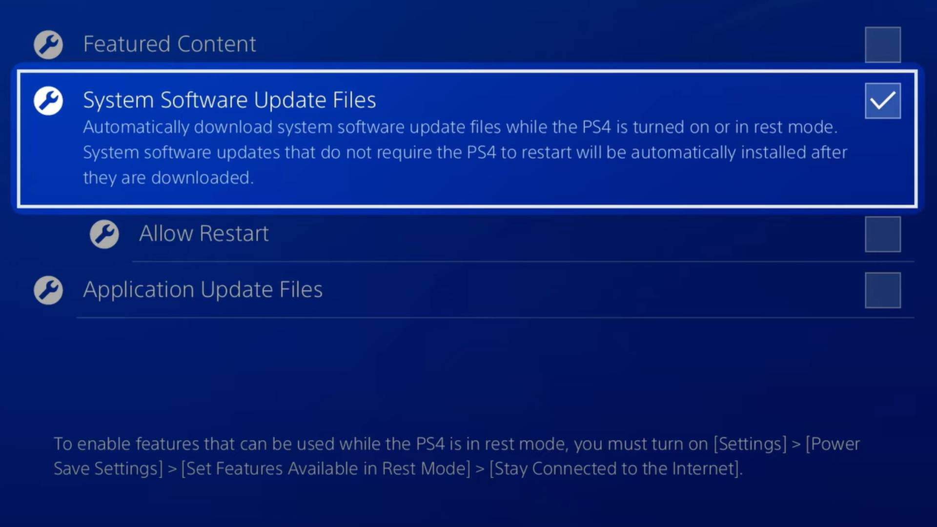 PS5 automatic update menu