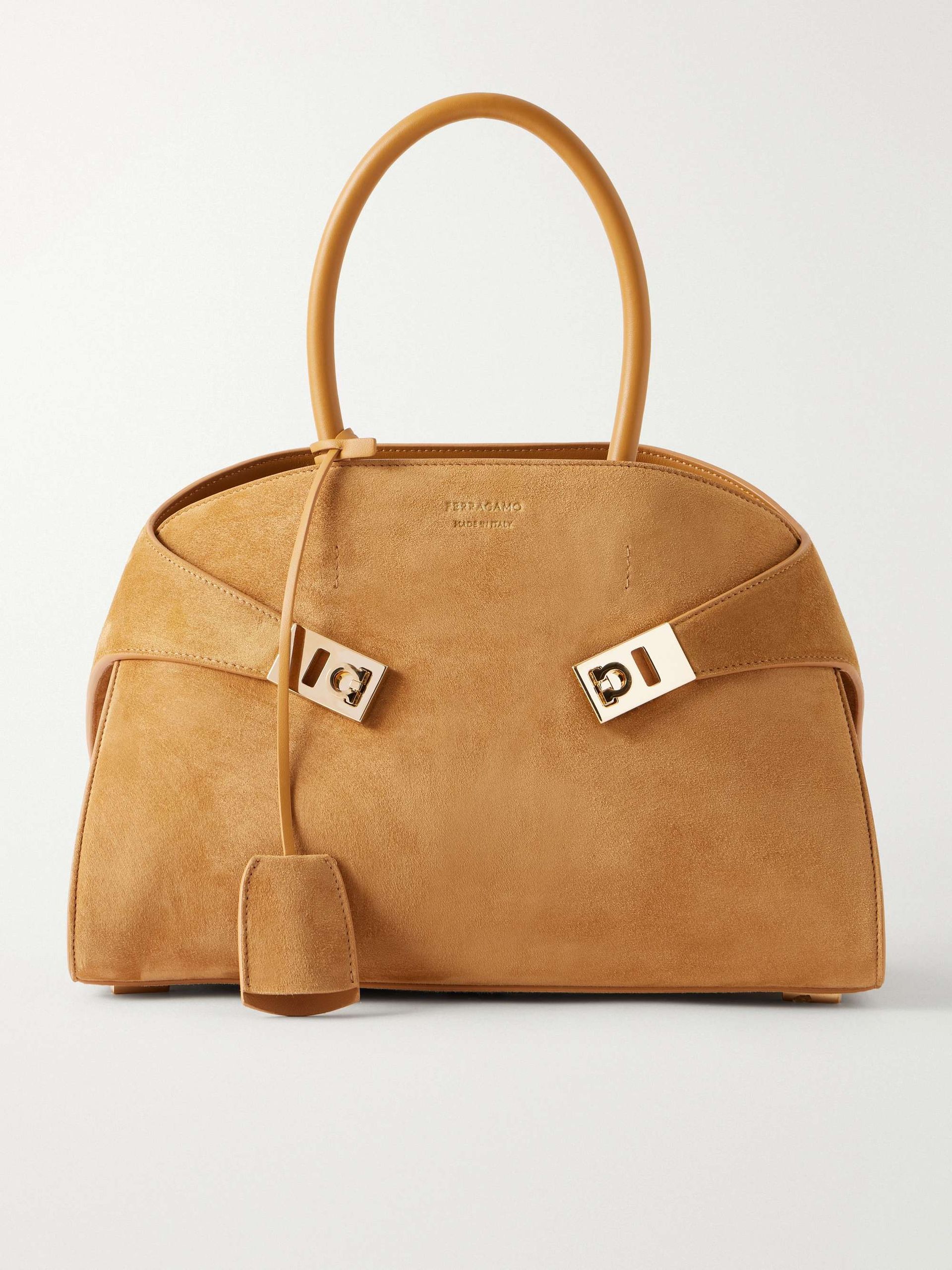 Hug Small Embellished Leather-Trimmed Suede Tote