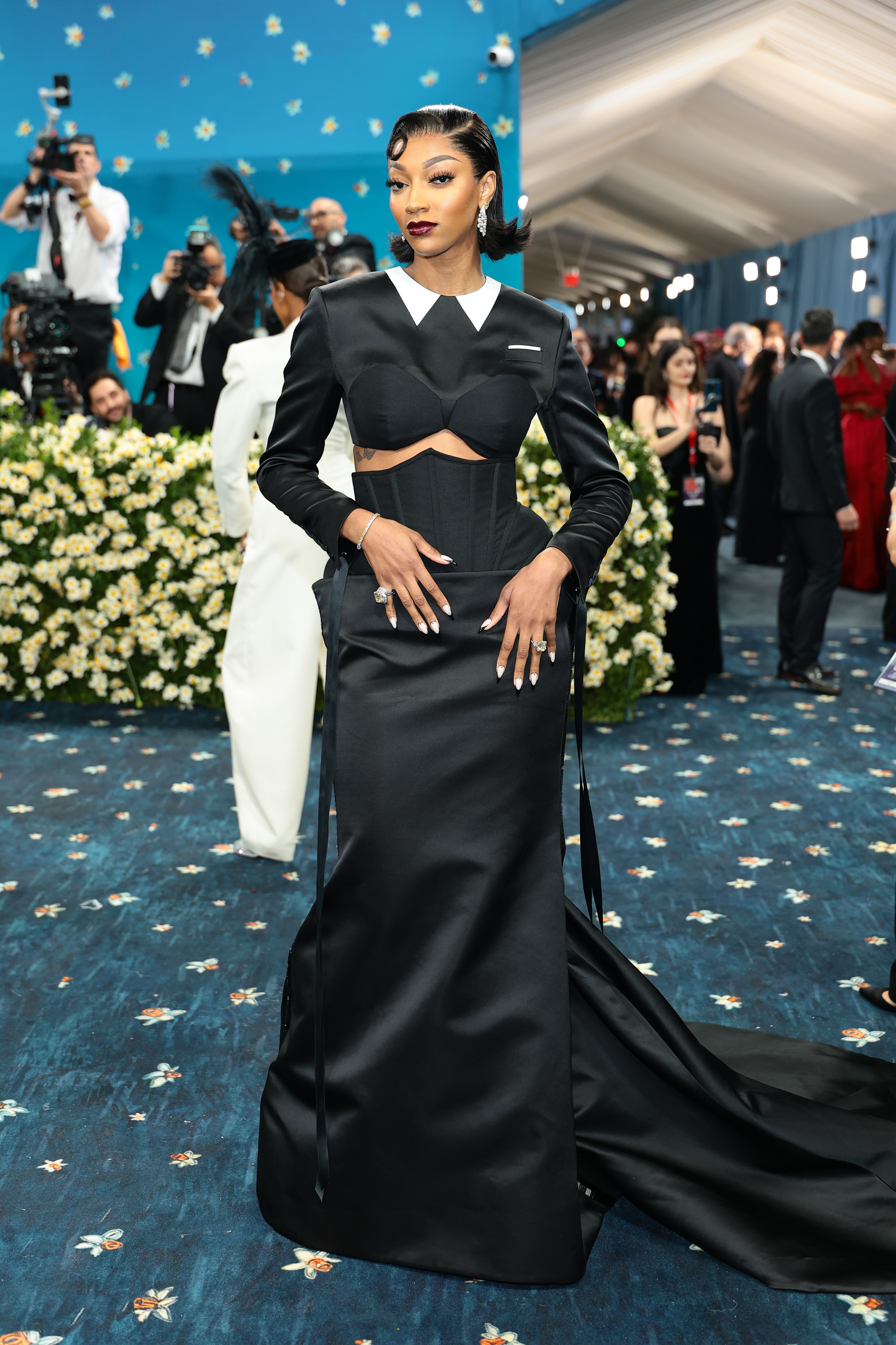 Angel Reese attends the 2025 Met Gala Celebrating "Superfine: Tailoring Black Style" at Metropolitan Museum of Art on May 05, 2025 in New York City. (Photo by Dimitrios Kambouris/Getty Images for The Met Museum/Vogue)