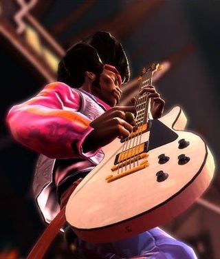 A Guitar Hero character channels Jimi Hendrix, the original guitar god.