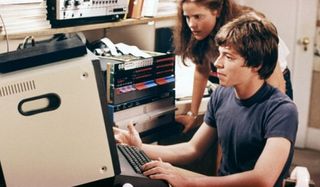 Wargames Ally Sheedy and Matthew Broderick working on the computer