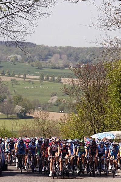 Lovely farmland at the riders backs as they ascent one of the many bergs