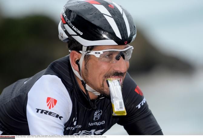 A Trek rider takes a well earned snack