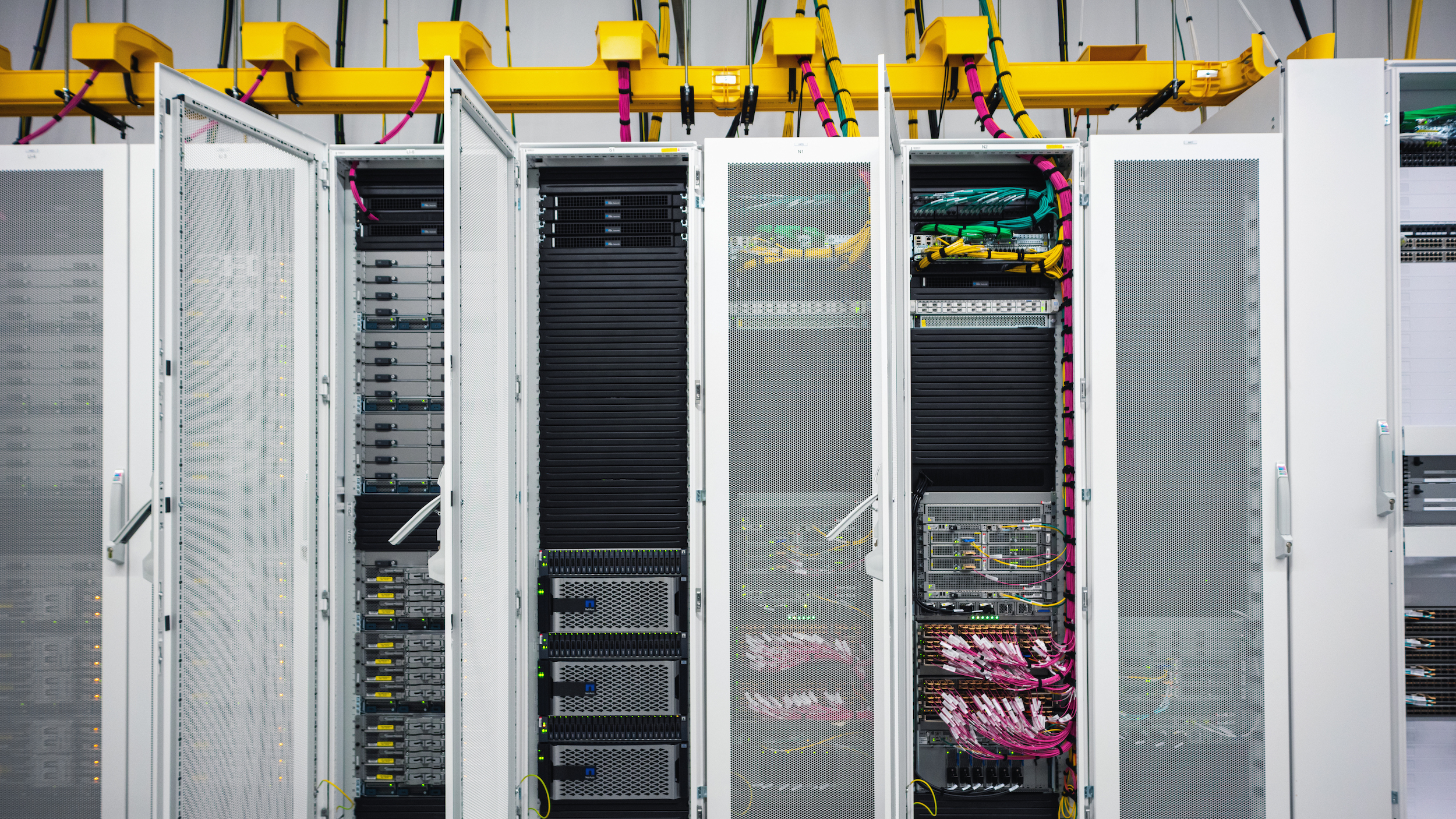 Bladservere i rack hos Microsoft.