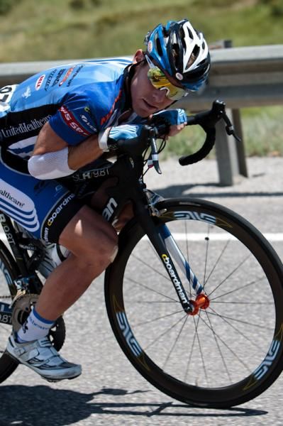 Brad White (UnitedHealthcare) can't get anymore tucked on the descent.
