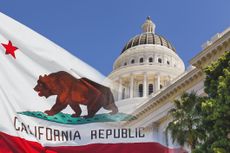 picture of California state capitol with flag