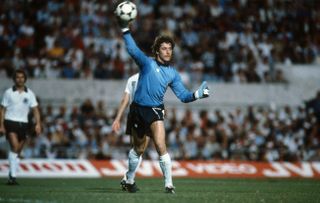 Toni Schumacher in action for West Germany at Euro 1980.