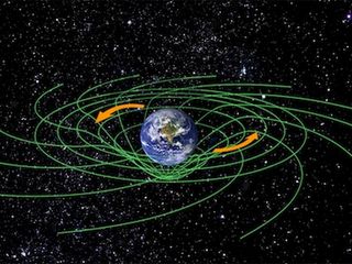 Artist's concept of the frame-dragging effect around Earth.