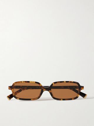 Rectangular-Frame Tortoiseshell Acetate Sunglasses