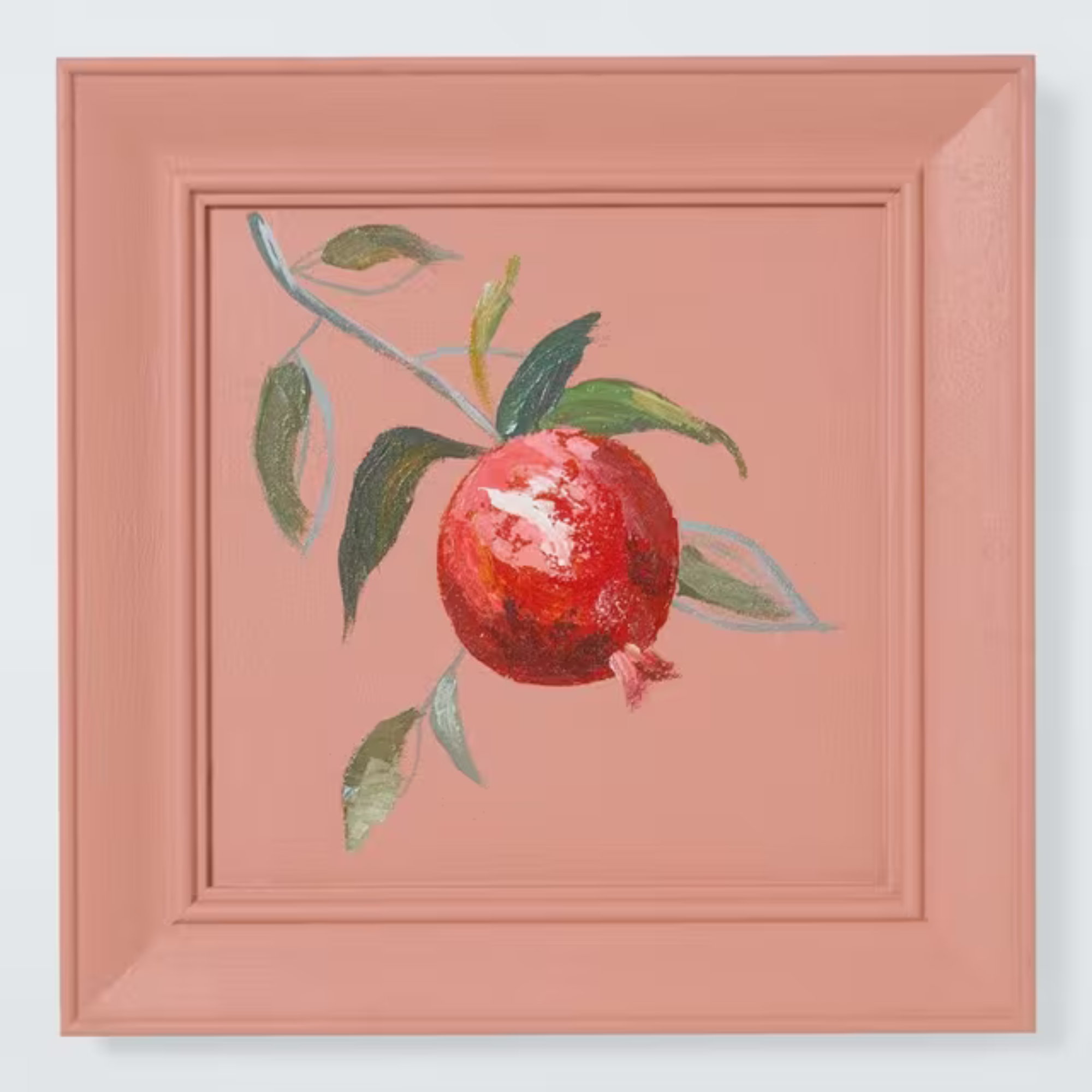 John Lewis Kitchen Art 'pomegranate' Hand Painted Wall Art, 30 X 30cm, Pink