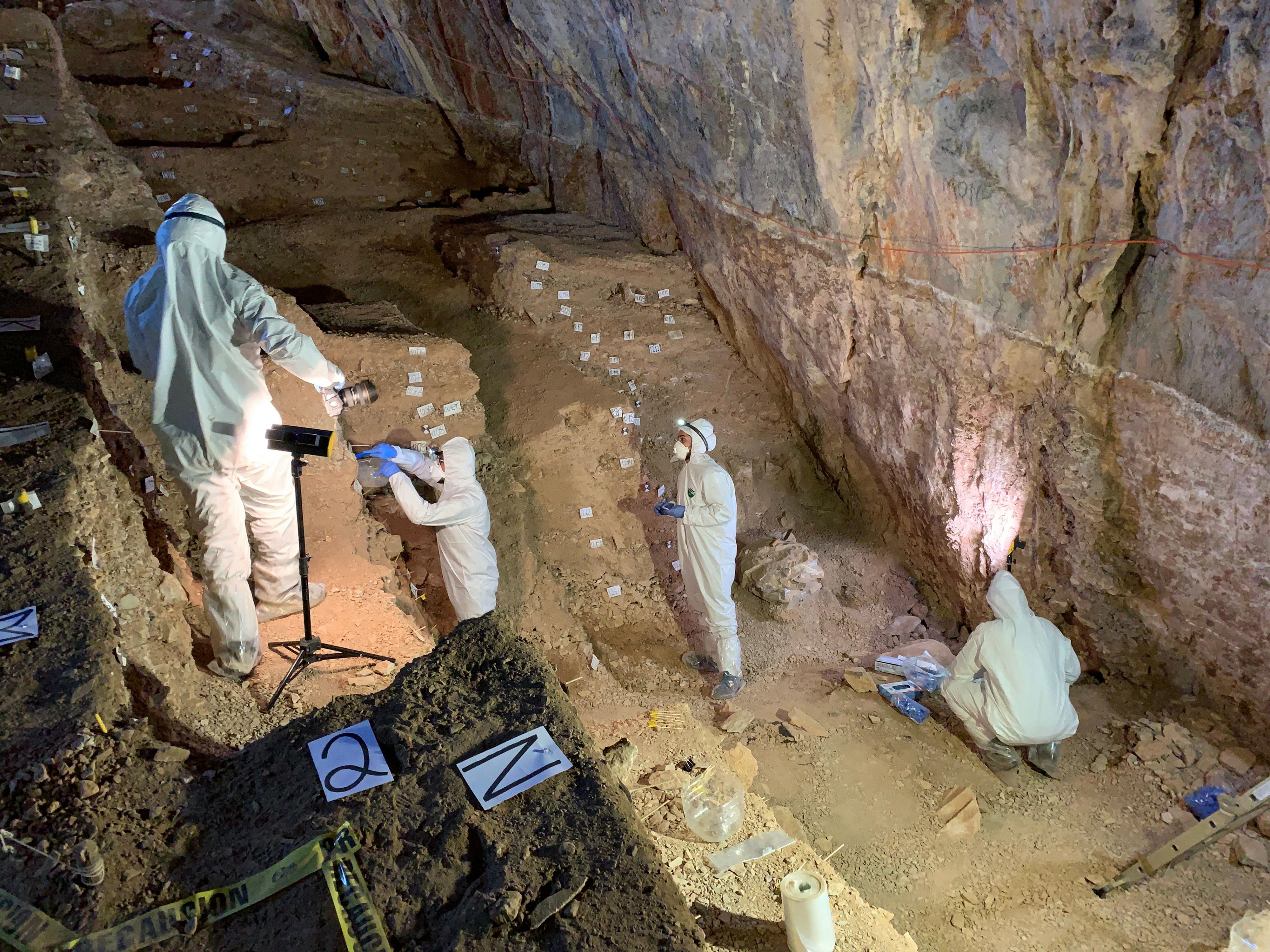 Study co-researcher Mikkel Winther Pedersen, an assistant professor in the Section for Geogenetics at the University of Copenhagen, samples cave sediments for DNA. However, the group found only animal and plant DNA, not human DNA.