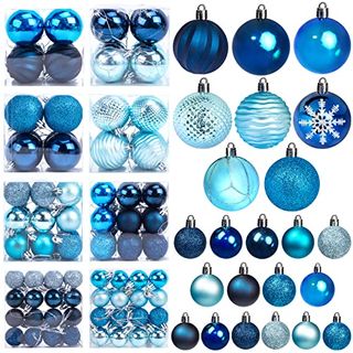 Loveinusa 100pcs Shatterproof Christmas Ornament Ball Set, Assorted Glitter Baubles for Tree Decorations and Wreaths