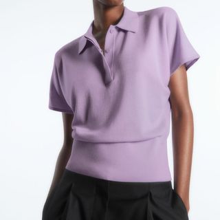 Lavender knitted polo shirt