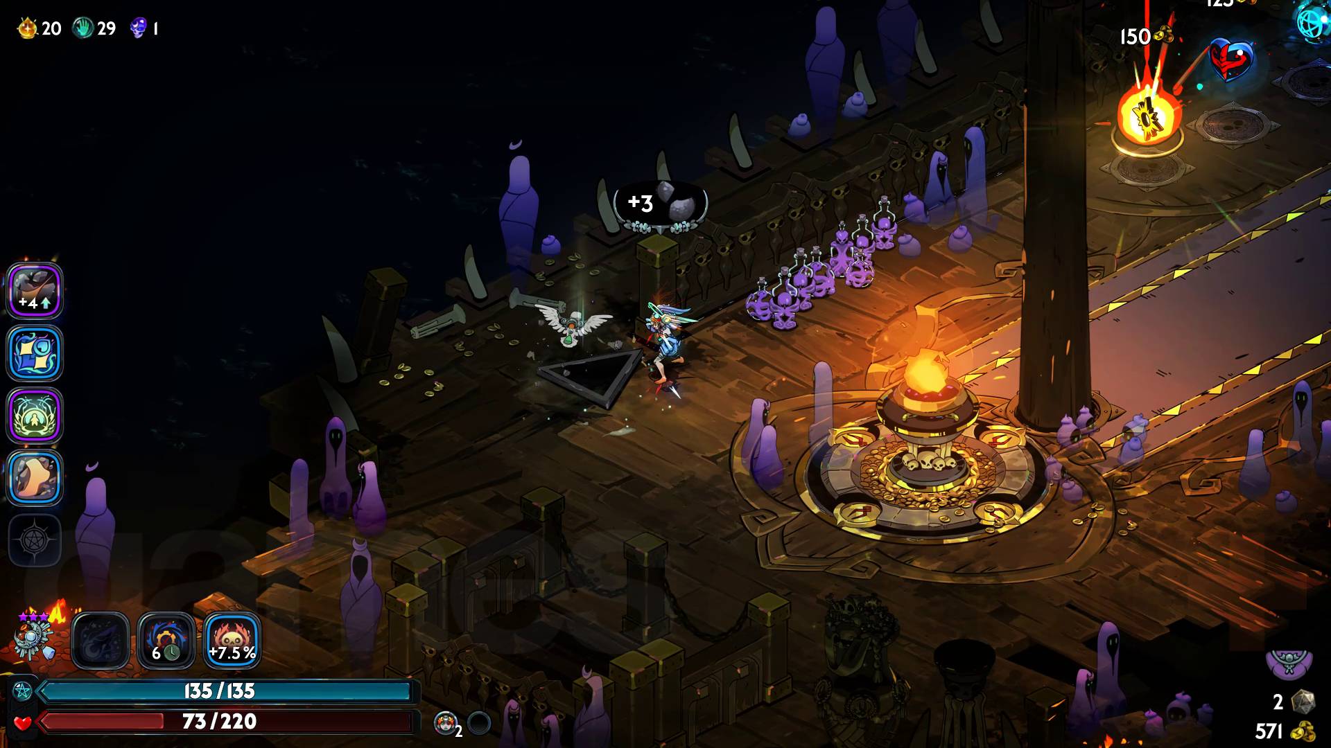 Hades 2 Familiars Raki mining iron in the Rift of Thessaly
