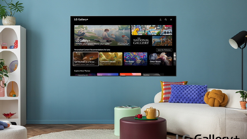 LG Gallery+ displayed on an LG TV in a living room