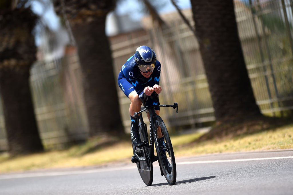 CAGLIARI ITALY  JUNE 30 Annemiek Van Vleuten of Netherlands and Movistar Team sprints during the 33rd Giro dItalia Donne 2022  Stage 1 a 47km individual time trial stage from Cagliari to Cagliari  ITT  GiroDonne  UCIWWT  on June 30 2022 in Cagliari Italy Photo by Dario BelingheriGetty Images