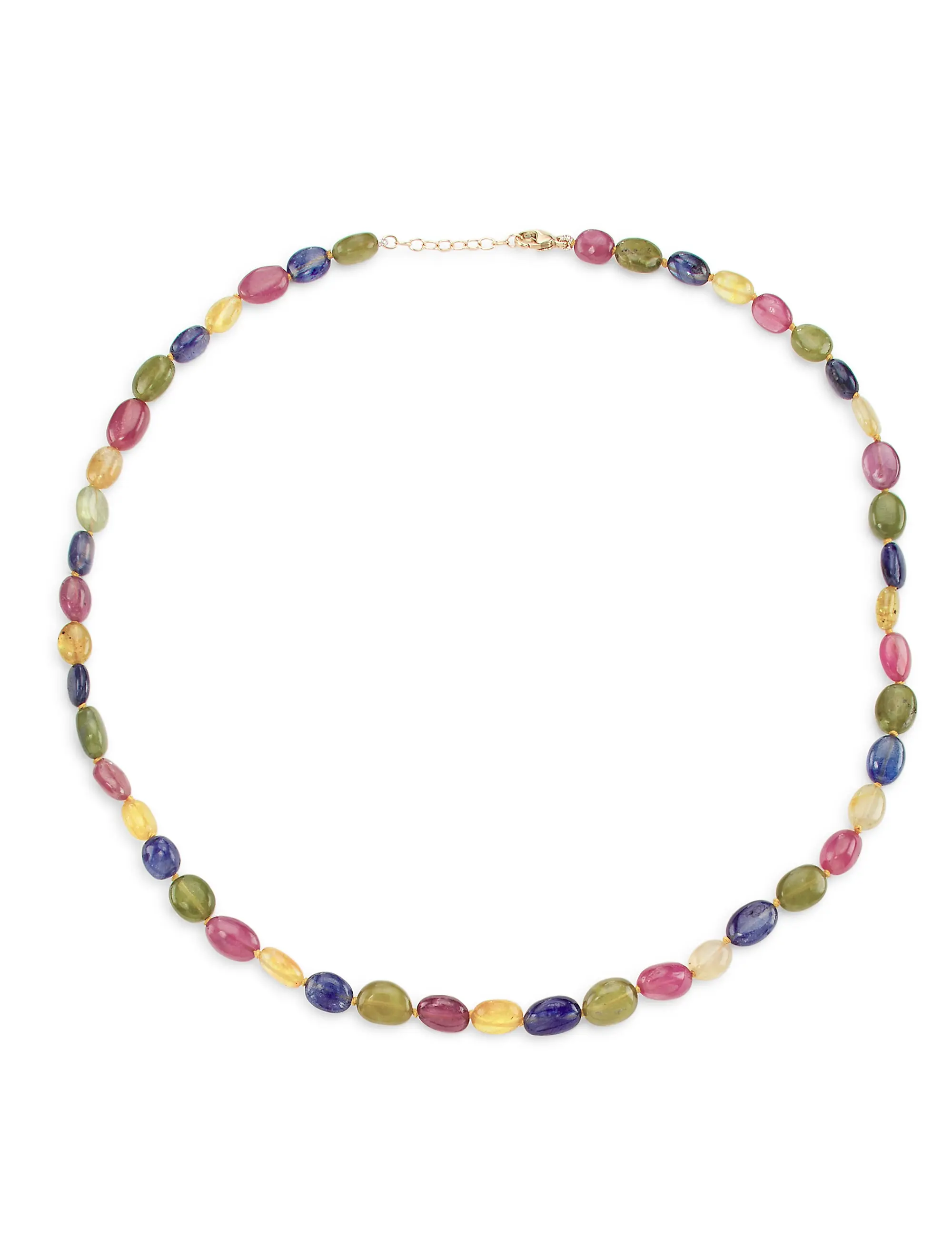Rainbow Sapphire &amp;amp; 14k Yellow Gold Smooth Candy Necklace