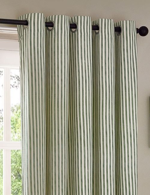 Hebden Pure Cotton Striped Eyelet Curtains