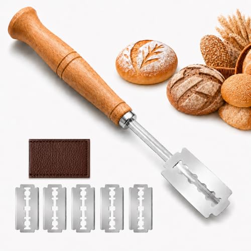 Innovess Bread Lame Sourdough Bread Scoring Tool, Wooden Dough Scoring Tool, Bread Scorer for Homemade Loaves Baguettes Artisan Baking Patterns