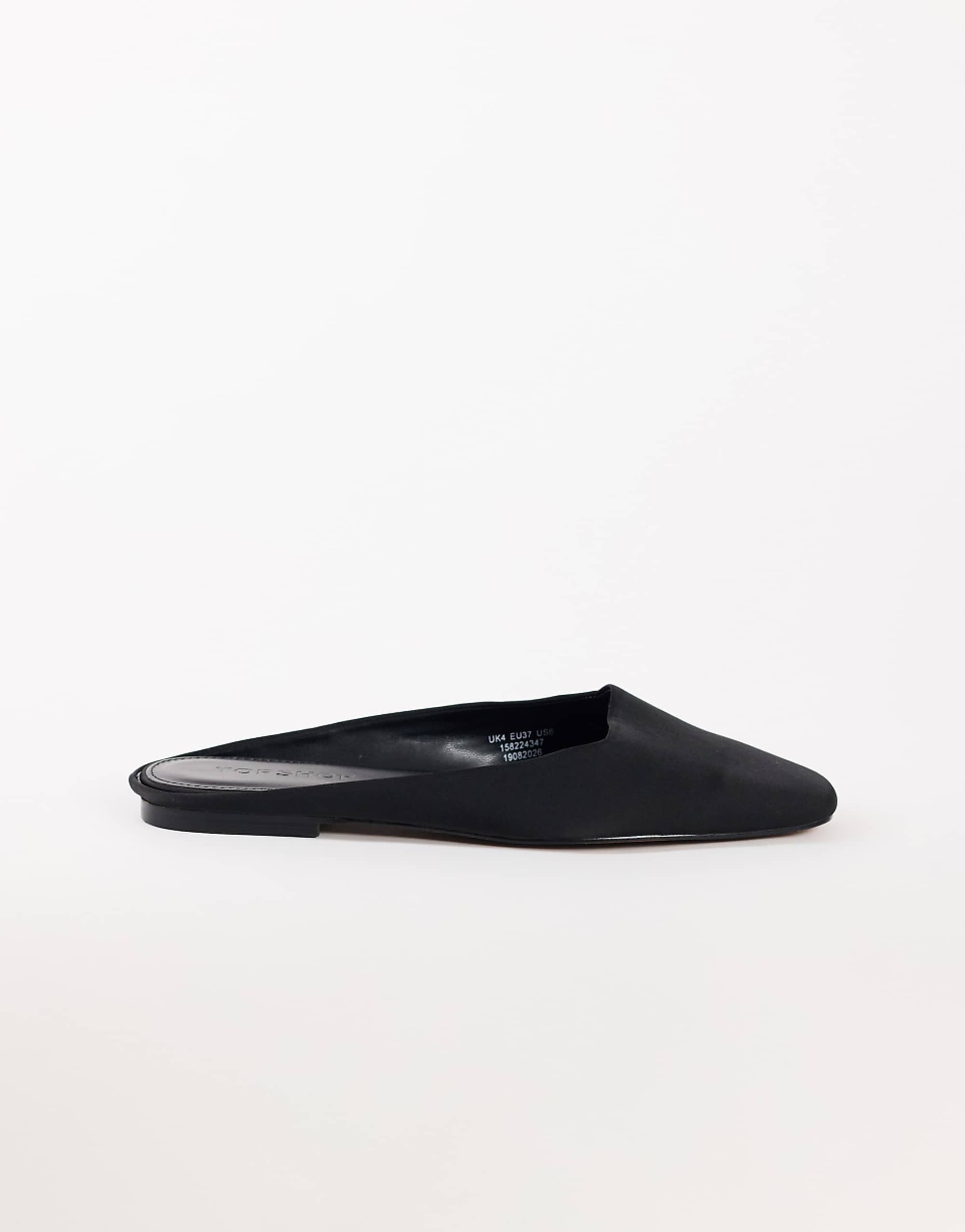 Topshop Dawson Slip on Mule in Black Satin