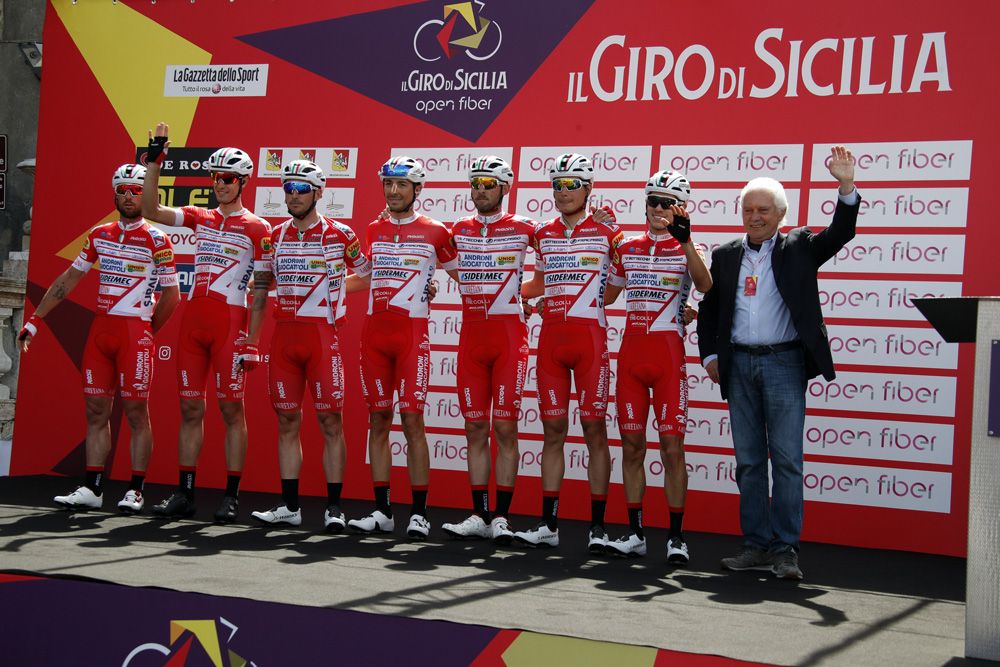 The Androni Giocattoli team on stage