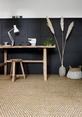 eco flooring made from sisal in a home office