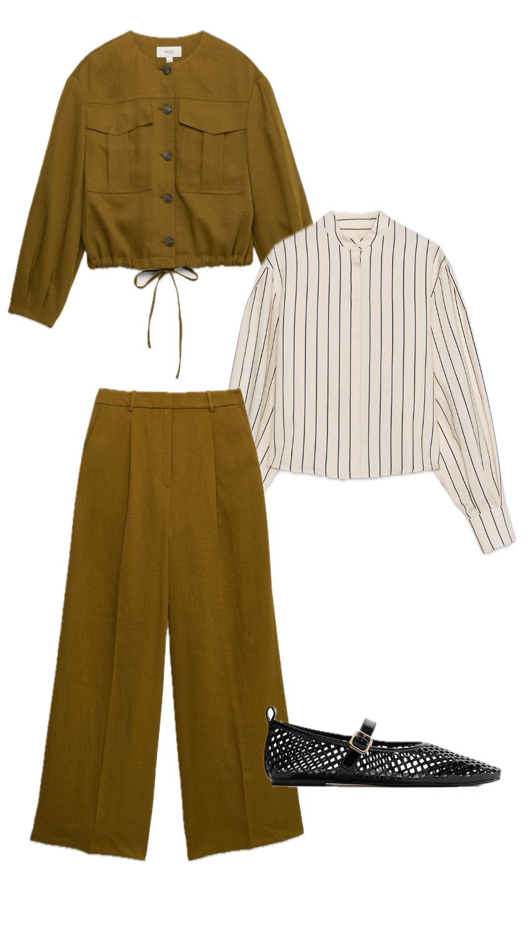 an outfit built around the M&amp;amp;S linen bomber jacket