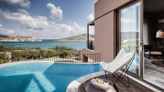 A view of a suite at Domes of Elounda, with private pool