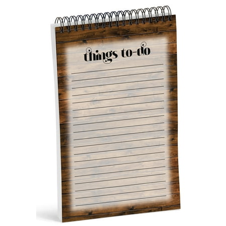 Inkdotpot to Do List Notepad 6 X 9 Paper Stationery, Rustic Wooden Spiral Notepad Daily Checklist- Motivational Organizer Planner List Pad- Notepad Tear Off (50 Sheets)